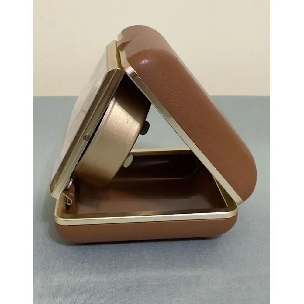 Vintage Ingraham Luminous Folding Travel Alarm Clock Beveled Glass 1960's Works
